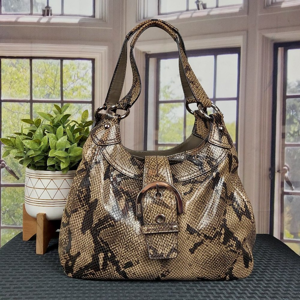 COACH SOHO LYNN PYTHON GLAZED LEATHER HOBO BAG (F17419)